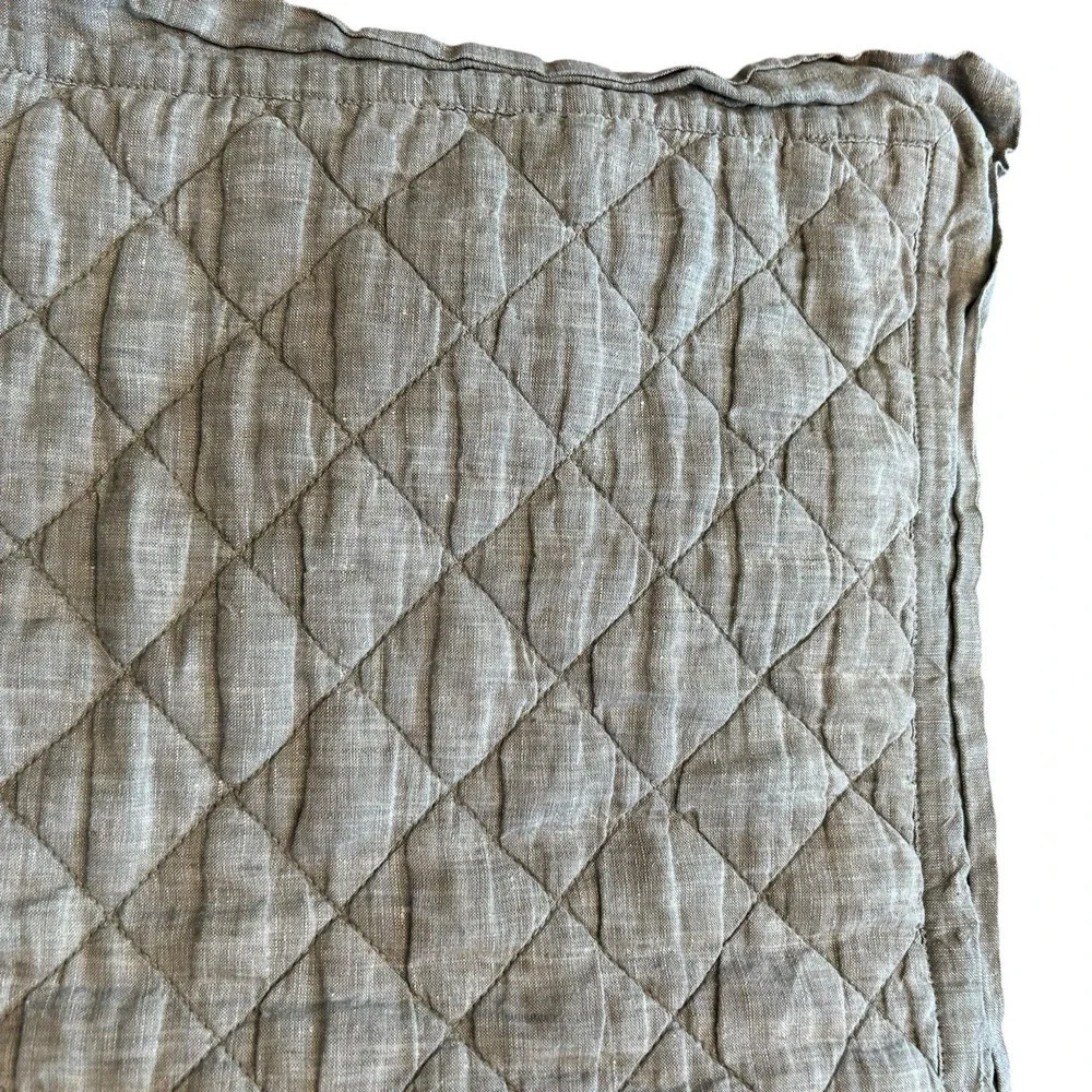 Pottery Barn Standard‎ Belgian Linen Sham Quilted Pillow Case Envelope Closure